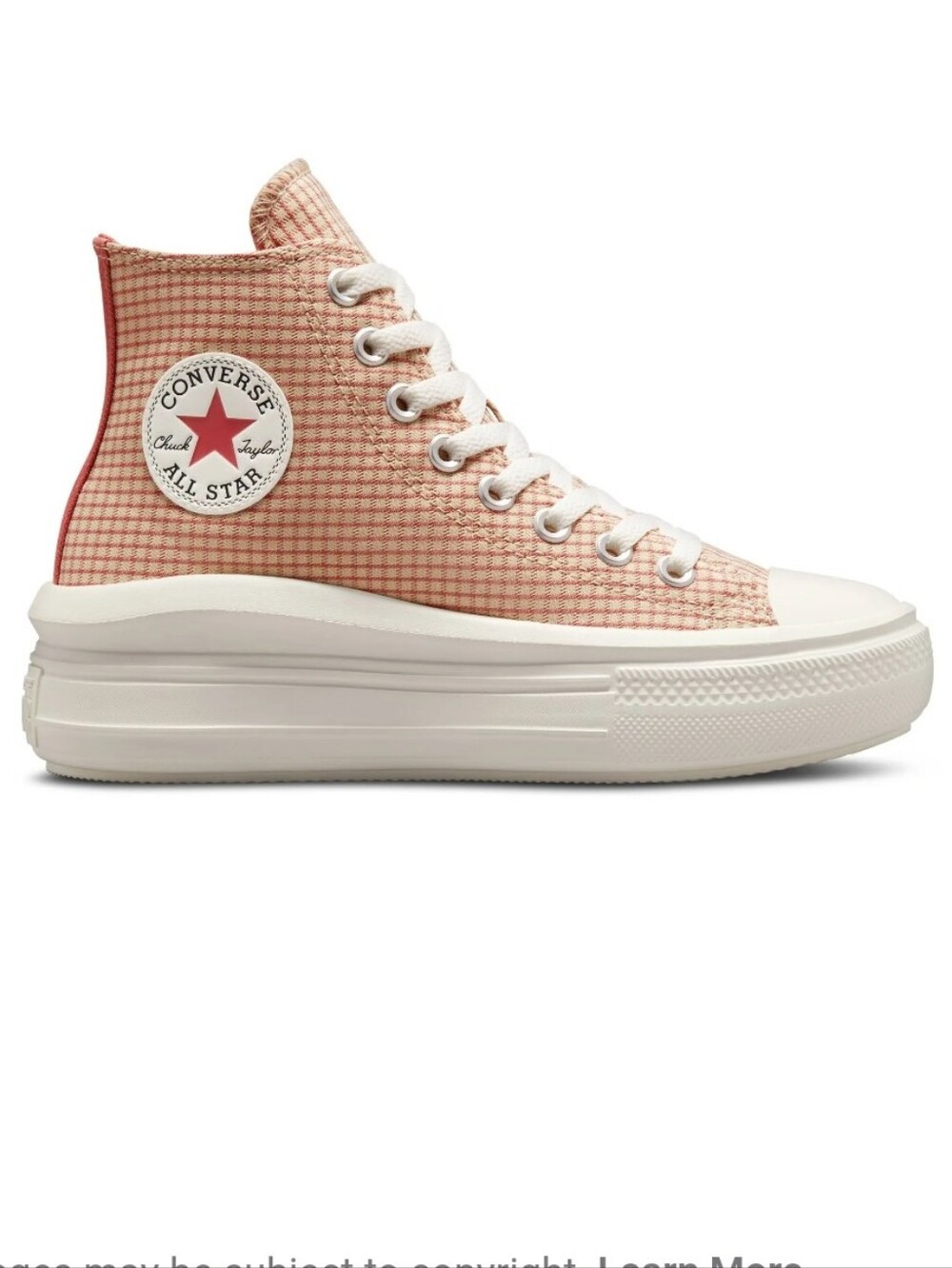 STUNNING CONVERSE OATMILK RHUBARD PIE CHECKERED PLATFORM HI TOP BOOT